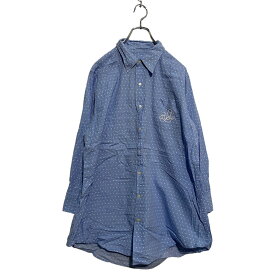 【中古】【古着】 LAUREN RALPH LAUREN 長袖 ドット 柄シャツ S/M ライトブルー ローレンラルフローレン 胸ポケット ロゴ 古着卸 アメリカ仕入 a602-5900