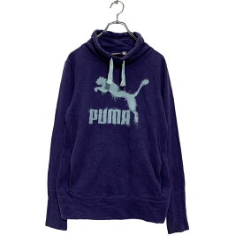 【中古】【古着】 PUMA プリント スウェット トレーナー S パープル プーマ タートルネック ポケット 裏パイル ロゴ 古着卸 アメリカ仕入 a602-6203