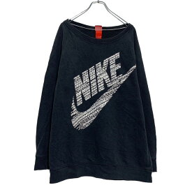 【中古】【古着】 NIKE プリント スウェット トレーナー M ブラック ホワイト ナイキ 古着卸 アメリカ仕入 a603-5040