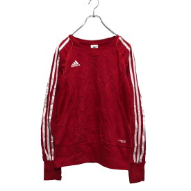 【中古】【古着】 adidas ロゴ スウェット トレーナー L レディース レッド アディダス クライマライト 袖ライン 古着卸 アメリカ仕入 a603-5073