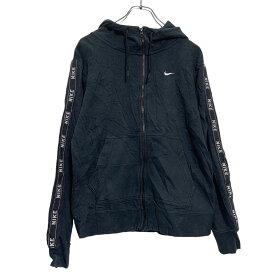 【中古】【古着】 NIKE ジップアップ ロゴ スウェット パーカー XS ブラック ホワイト ナイキ フーディー 古着卸 アメリカ仕入 a603-5140