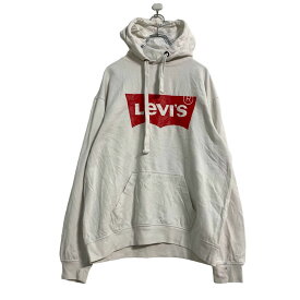 【中古】【古着】 Levi's ロゴ スウェット パーカー XL～ ホワイト レッド リーバイス プルオーバー ビッグロゴ 古着卸 アメリカ仕入 a603-5258