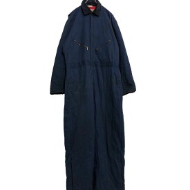 【中古】【古着】 Walls 中綿 長袖つなぎ W46 XL ネイビー ウォールズ USA製 襟コーデュロイ ワークウェア オールインワン 古着卸 アメリカ仕入 a603-5332