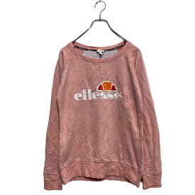 【中古】【古着】 ellesse プリント スウェット トレーナー S レディース ピンク エレッセ 裏パイル ロゴ 古着卸 アメリカ仕入 a603-5352