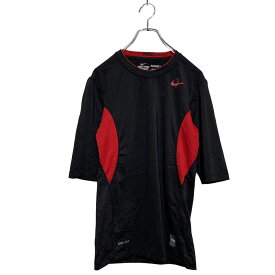 【中古】【古着】 NIKE 五分袖 ロゴTシャツ M ブラック レッド ナイキ メキシコ製 プロコンバット ドライフィット 古着卸 アメリカ仕入 a603-5599