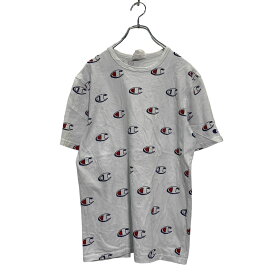 【中古】【古着】 Champion 半袖 プリントTシャツ M ホワイト ロゴ柄 総柄 チャンピオン クルーネック 古着卸 アメリカ仕入 a603-6790