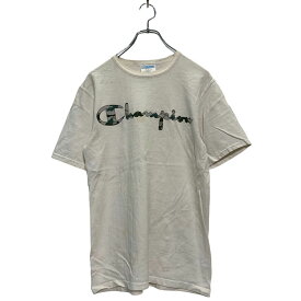 【中古】【古着】 Champion 半袖 ロゴTシャツ S オフホワイト チャンピオン クルーネック 迷彩プリント 袖ロゴ 古着卸 アメリカ仕入 a603-6803