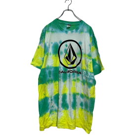 【中古】【古着】 VOLCOM 半袖 タイダイTシャツ XL グリーン イエロー ホワイト ヴォルコム メキシコ製 ビッグサイズ ロゴ 古着卸 アメリカ仕入 a604-5730