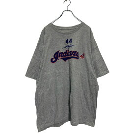 【中古】【古着】 Majestic 半袖 プリントTシャツ 2XL グレー マジェステック ビッグサイズ クルーネック MLB INDIANS 44 古着卸 アメリカ仕入 a604-5772