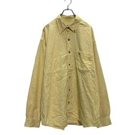 【中古】【古着】 Eddie Bauer 長袖 無地シャツ L ライトイエロー エディーバウアー ボタンダウン ワンポイントロゴ 古着卸 アメリカ仕入 a604-6723