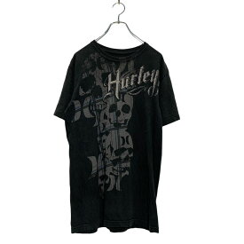 【中古】【古着】 Hurley X 半袖 プリントTシャツ M ブラック ハーレー クルーネック スカルプリント 古着卸 アメリカ仕入 a604-6920