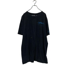 【中古】【古着】 Hurley X 半袖 プリントTシャツ XL ブラック ハーレー ビッグサイズ クルーネック バックプリント 古着卸 アメリカ仕入 a604-6955