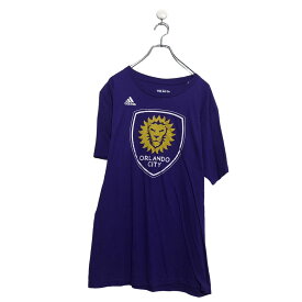 【中古】【古着】 adidas 半袖 ロゴ Tシャツ アディダス L パープル プリント クルーネック 古着卸 アメリカ仕入 a604-7068