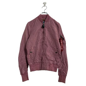 【中古】【古着】 ALPHA INDUSTRIES ナイロン ジップアップ ブルゾン S ピンク 古着卸 アメリカ仕入 a605-5207