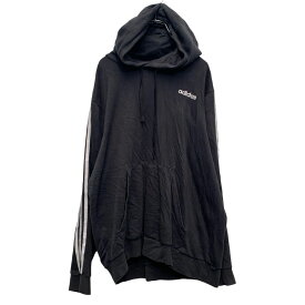 【中古】【古着】 adidas ロゴスウェット パーカー 2XL～ ブラック アディダス ビッグサイズ プルオーバー 袖ライン 古着卸 アメリカ仕入 a605-5380