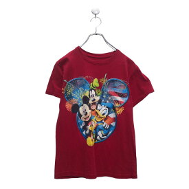 【中古】【古着】 Disney 半袖 プリント Tシャツ ディズニー キッズ L レッド クルーネック 古着卸 アメリカ仕入 a605-5824