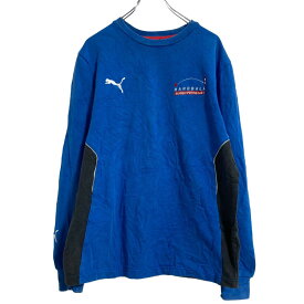 【中古】【古着】 PUMA ロゴ スウェット トレーナー S ブルー ブラック プーマ ハンドボール 古着卸 アメリカ仕入 a608-6955