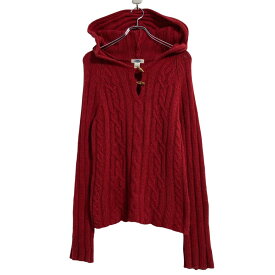 【中古】【古着】 OLD NAVY ウール混 ニット セーター レディース L レッド オールドネイビー パーカー ケーブル 古着卸 アメリカ仕入 a609-6186