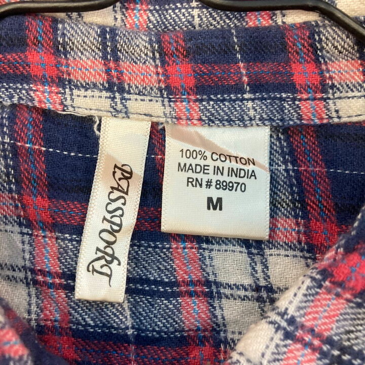 楽天市場】【中古】【古着】 PASSPORT 長袖 チェック ネルシャツ M 