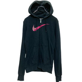 【中古】【古着】 NIKE ジップアップ プリントスウェット トレーナー XS ブラック ナイキ 裏パイル 古着卸 アメリカ仕入 a611-5231