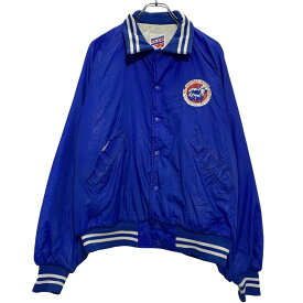 【中古】【古着】 CLUB21 中綿ジャケット L 程 ブルー ホワイト クラブ21 スナップボタン 切替 ライン ポケット付き 古着卸 アメリカ仕入 a611-5371