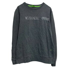 【中古】【古着】 HUGO BOSS ロゴスウェット トレーナー ヒューゴボス M ダークグレー キッズ プルオーバー 裏起毛 古着卸 アメリカ仕入 a612-8005
