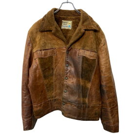 【中古】【古着】 Pioneer Wear スウェード切替 レザージャケット 42 M位 ブラウン 70's〜 裏ボア 古着卸 アメリカ仕入 a704-5372