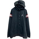 【中古】【古着】 AIR JORDAN ジップアップ ロゴスウェット パーカー L ブラック 袖切替 裏パイル バスケットボール 古着卸 アメリカ仕入 a708-5977