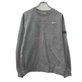 【中古】【古着】 NIKE ロゴスウェット トレーナー M グレー ホワイト ナイキ プルオーバー 刺繍ワンポイント アームデザイン スウェット 秋物 a712-6597