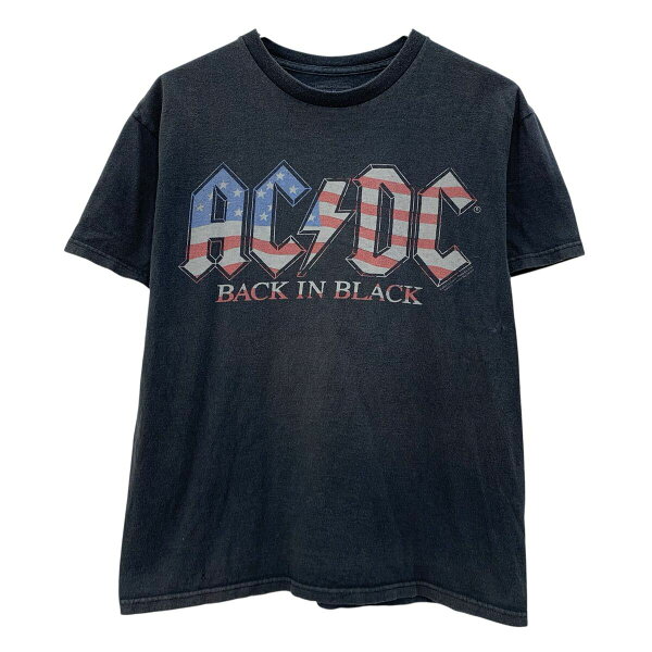 【中古】【古着】 Merch Method AC/DC 半袖 バンドTシャツ M ブラック エーシーディーシー プルオーバー ビッグプリント バンT バンドT 夏物 a807-5549