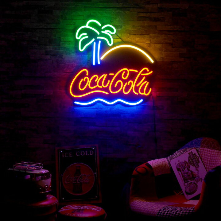 楽天市場 ワンダフルデー 全品ポイント10倍 エントリー要 ネオン管風 Led看板 コカコーラ Coca Cola ヤシの木 ネオンサイン インテリア ディスプレイ カラフル 雑貨 インテリア 61 5cm 60cm Nk 33 Manolla 楽天市場店