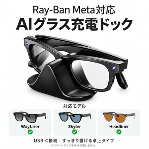 �y���C�o�� AI�O���X�[�d�h�b�N�zRay-Ban Meta Wayfarer / Headliner / Skyler �X�}�[�g�O���X�Ή� USB-C �����[�d�P�[�u�� & �E�F�C�t�@�[���[ AR �O���X�ی�P�[�X�t�� - ���C�o�� ���^ �T���O���X