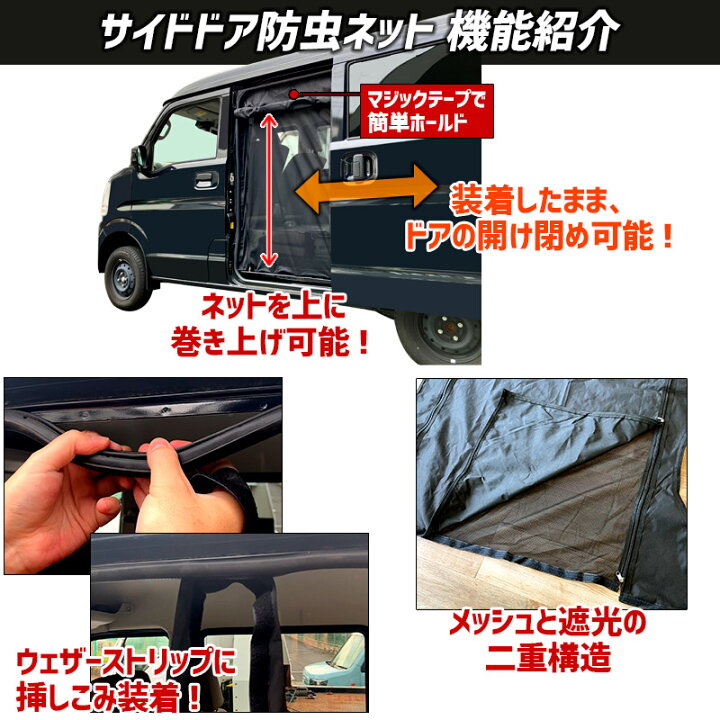 楽天市場】エブリイ用 防虫網戸1台分セット (フロント窓用、スライド 