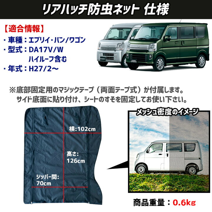 楽天市場】エブリイ用 防虫網戸1台分セット (フロント窓用、スライド 