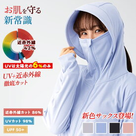 【新発売】サックス追加｜肌を守る新常識 UVと近赤外線をWでカット！着るセラピスト UV パーカー(NEW) UPF50＋吸水速乾 レディース UVカット長袖 指穴 髪穴つき ラッシュガード 遮光 日焼け防止 紫外線対策 新素材 夏 日本製