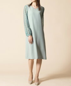 【web限定 50％OFF】Vネックサックワンピース（袖ラミュゼ）｜Viscotecs make your brand【送料無料】/レディース 日本製 ミニマルワンピース きれいめ 上品 日常使い フォーマル対応 洗える