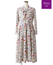 【web限定 50％OFFからさらに+10％OFF】GINA リボン襟ワンピース Made With Liberty Fabric（Airpiece）｜Viscotecs make your brand 【送料無料】/ レディース 日本製 リバティ Liberty