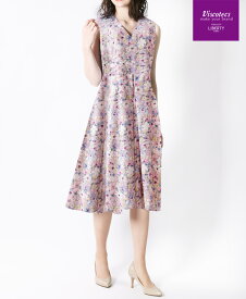 【web限定 50％OFFからさらに+10％OFF】Lisa Vネックワンピース Made With Liberty Fabric（Airpiece）｜Viscotecs make your brand 【送料無料】/ レディース 日本製 リバティ Liberty