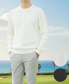 メンズ　プリモーディアル　クルーネックセーター｜MYB GOLF LINE【送料無料】/ 日本製 丸首 プルオーバー ゴルフ アウトドア 通勤 デイリー ストレッチ 無地 ニット 洗える ウオッシャブル