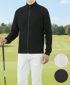 メンズ　プリモーディアル　ジップアップブルゾン｜MYB GOLF LINE【送料無料】/ 日本製 ストレッチ M/L ジップアップ セーター カーディガン 無地 長袖 スタンドカラー ファスナー トップス ゴルフ デイリー