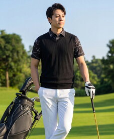 メンズ　プリモーディアル　Vネックベスト｜MYB GOLF LINE【送料無料】/ 日本製 ストレッチ M/L 無地 トップス ゴルフ デイリー オフィス