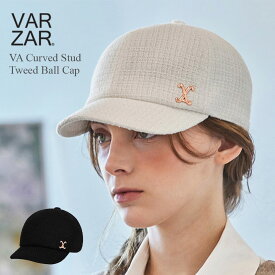 【マラソン期間限定P5倍】VARZAR バザール 韓国 帽子 キャップ 深め ツイード ブランド おしゃれ 小顔効果 顔が見えづらい 紫外線対策 レディース VA [ Curved Stud Tweed Ball Cap スタッズ 1580 1581 ]
