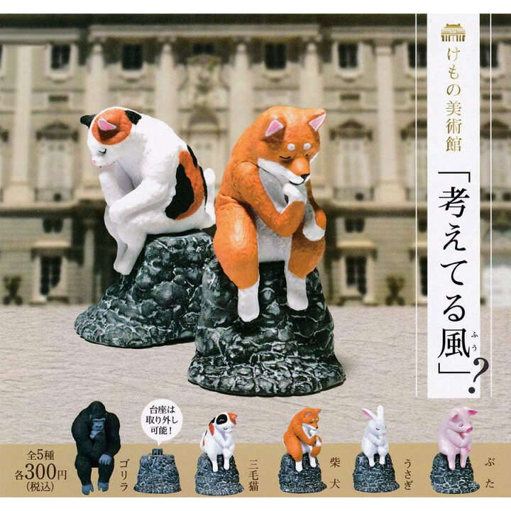 楽天市場 全5種類セット ガチャ ガチャガチャ コンプリート 中身 動物 かわいい フィギュア おもちゃ 考えてる風 ゴリラ 三毛猫 柴犬 うさぎ ぶた ネコ イヌ あす楽対応 いただきプラザ楽天市場店