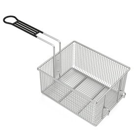 フライヤー 網かご 容量5L ステンレス製 網かご 取り外し可能 防熱ハンドル フック付き油切り設計 家庭用・業務用 電気フライヤー対応 揚げ物用（唐揚げ・ポテト）21×20×12cm