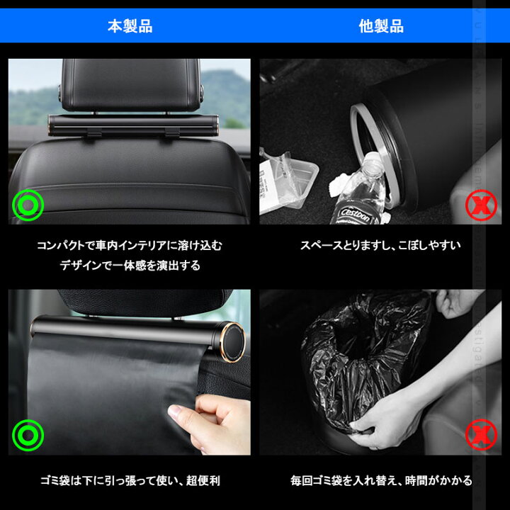 楽天市場 汎用 車載 ゴミ箱 コンパクト 使い捨てゴミ袋付 便利 丈夫 車内 車載ゴミ袋 耐荷重 10kg 小物入れ カー用品 内装 パーツ オシャレ アウトドア最適 多用途 Vulcans