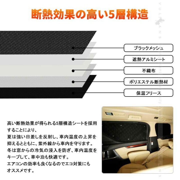 楽天市場 ハイゼット トラック S500系 ブラックメッシュ 5層構造 サンシェード 車中泊 盗難防止 燃費向上 アウトドア キャンプ 紫外線 日除け エアコン パーツ 3点set Vulcans
