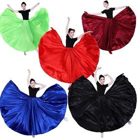 【360/540/720広がる】フラメンコ スカート ベリーダンス ロングスカート ダンス衣装 レディース 子供 キッズ 女の子 大きい裾 フレア 社交ダンス ワルツ 民族ダンス 古典舞踊 クラシック イベント レッスン着 ステージ 舞台 団体服 演出服