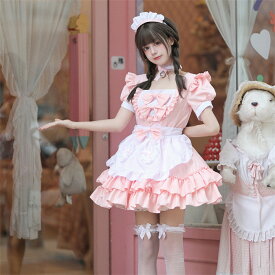 レディース ハロウィン 衣装 メイド服 ハロウィン衣装 コスプレ 仮装 コスプレ衣装 ワンピース 半袖 5点セット 首飾り エプロン リポン カチューシャ 可愛い 変装 万聖節 ワンピ イベント衣装 ステージ衣装 演出服 学園祭 文化祭 団体服 パーティー プレゼント