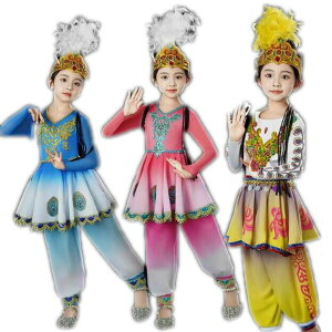 子供ダンス衣装 トップス+パンツ+羽髪飾り ピンク ブルー イエロー女子社交ダンス スパンオール付き民族風ダンス衣装 可愛い大きい 演出服 ダンス衣装柔らかい 女の子ダンス衣装 舞台お揃