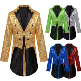 メンズ燕尾服 スパンコール付き 欧米風ジャケットテーラードジャケット ロング丈 ステージ衣装 5色 ハロウイン衣装 イベント 紳士服 舞台衣装 出演服 スーツジャケット メンズロング コスプレ衣装 パーティー 舞台劇 学園祭 お芝居 舞台衣裳 イベント S M L 2L 3L 4L